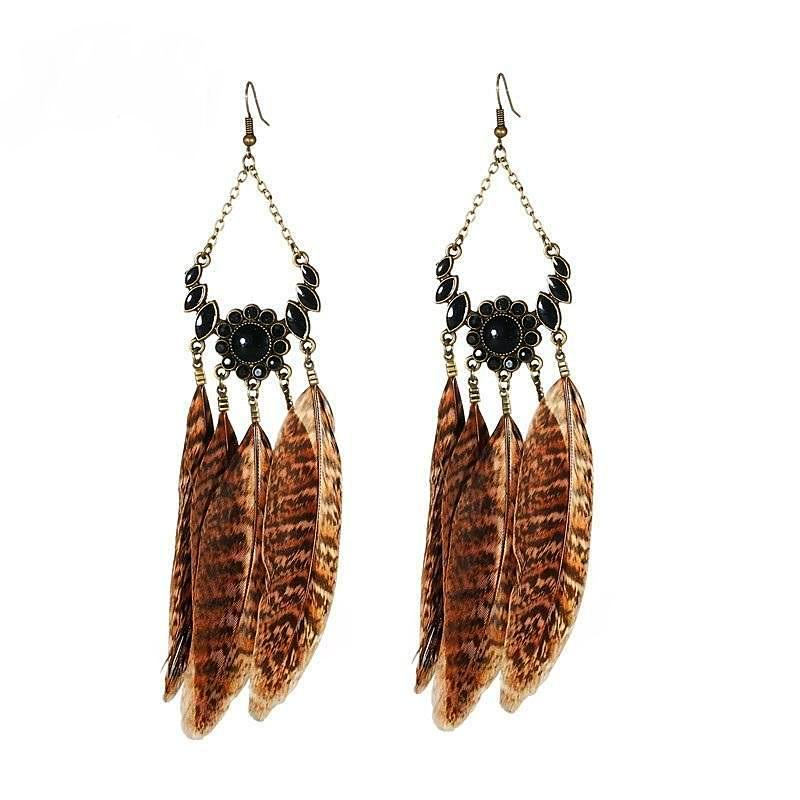 Earth Goddess Feather Earrings