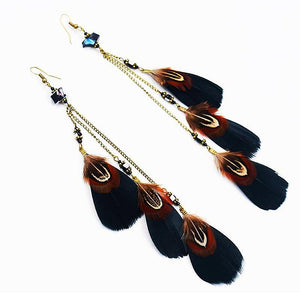 Cozumel Long Feather Earrings