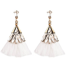 White Crystal Tassel Earrings