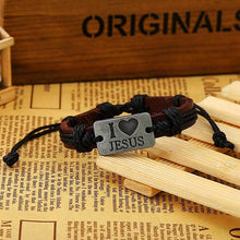 I Love JESUS Leather Cuff Bracelet