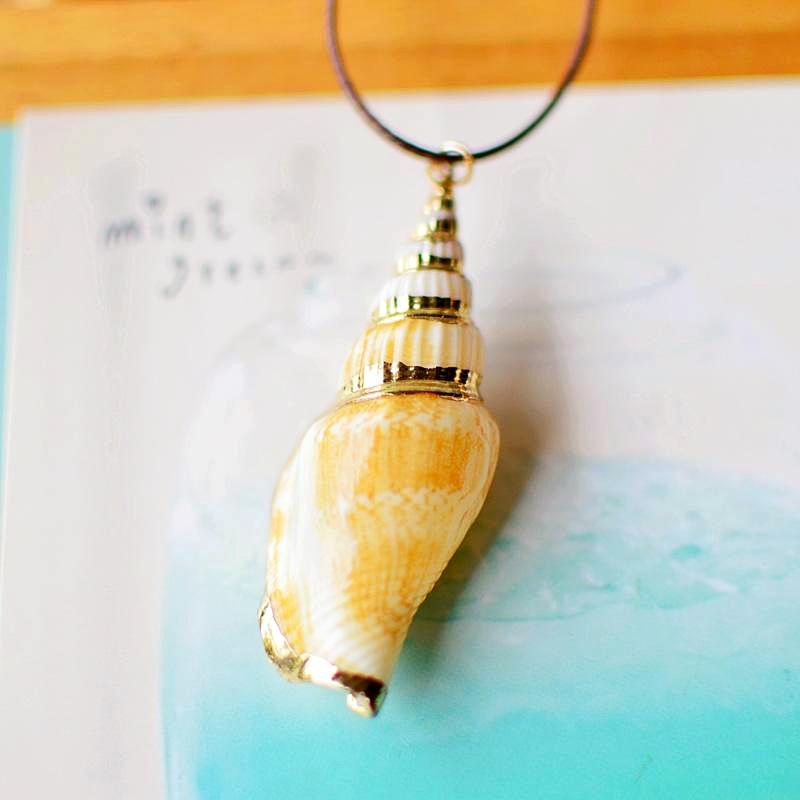 Mermaid Spiral Conch Seashell Pendant Necklace