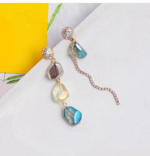 Sea blue green Iridescent Crystal Earrings