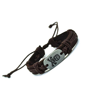 Skull & Bones Leather Cuff Bracelet