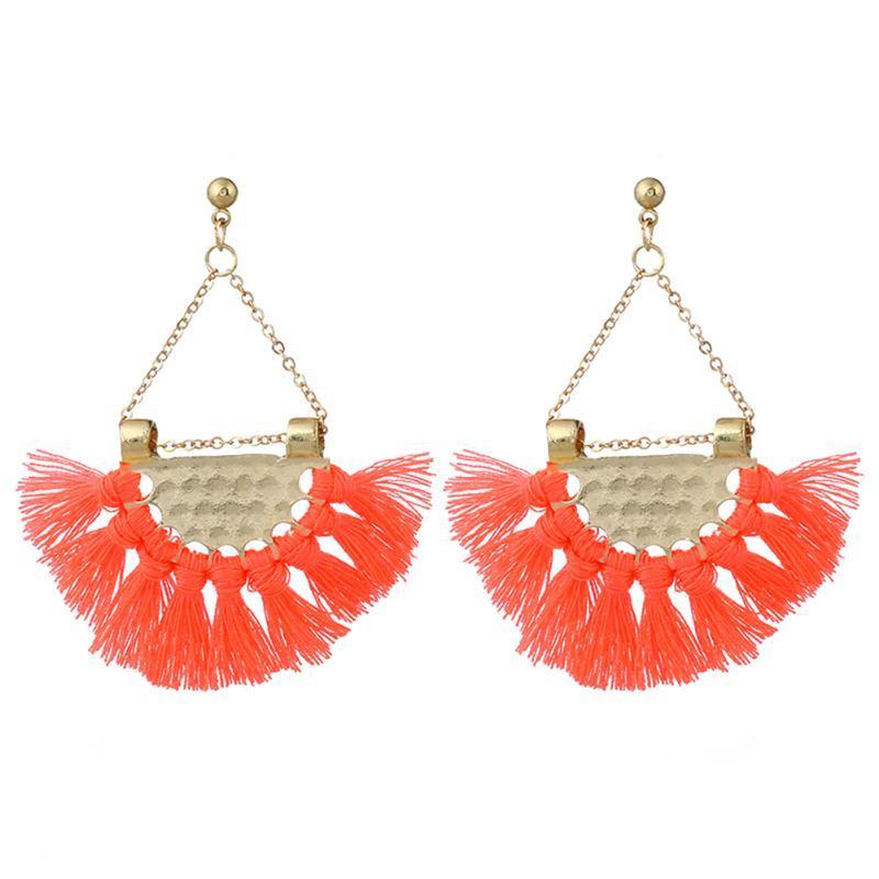 Flamenco Coral Tassel Earrings