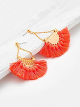 Flamenco Coral Tassel Earrings
