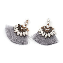 Gray Crystal Tassel Earrings
