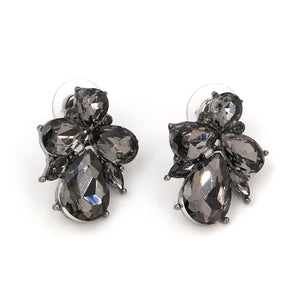 Smoky Gray Crystal Stud Earrings