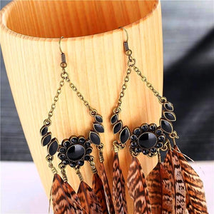 Earth Goddess Feather Earrings