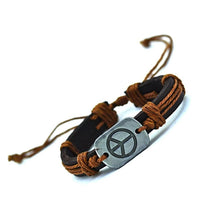 Peace Sign Leather Cuff Bracelet