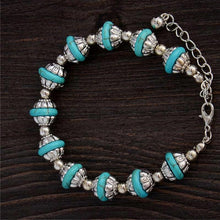 Lotus Beads Tibetan Silver Turquoise Bracelet