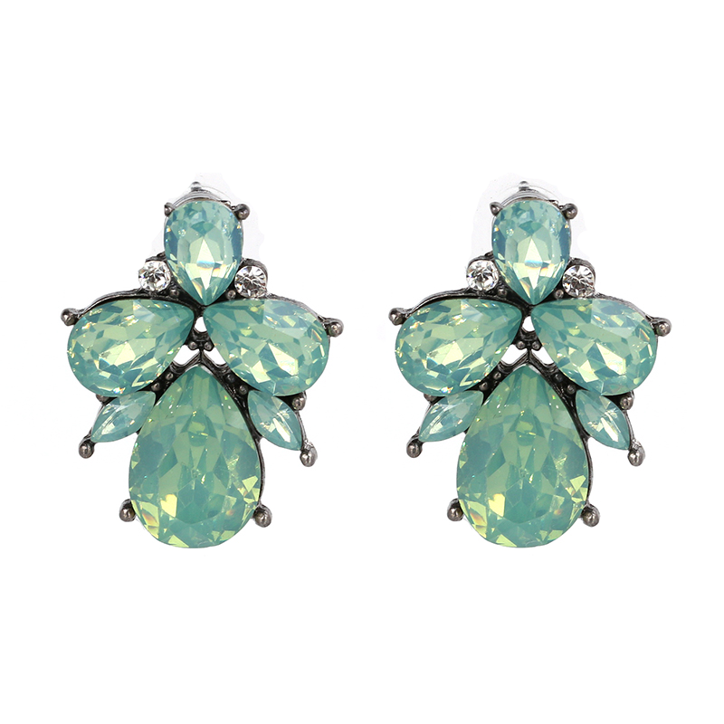Mint Opal Crystal Stud Earrings