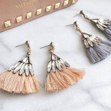 Peach Crystal Tassel Earrings