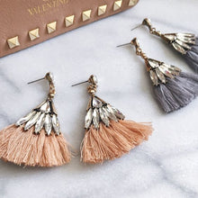 Gray Crystal Tassel Earrings