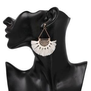 Flamenco White Tassel Earrings