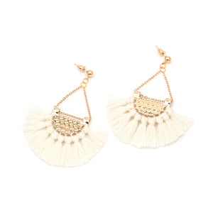 Flamenco White Tassel Earrings