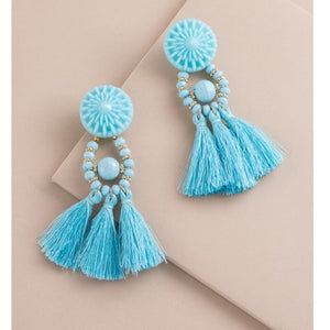Venice Sky-Blue Tassel Earrings