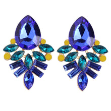 Royal Blue Emerald Crystal Stud Earrings