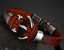 Nautical Anchor Leather Bracelet