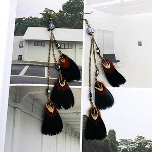 Cozumel Long Feather Earrings