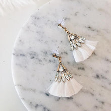 White Crystal Tassel Earrings