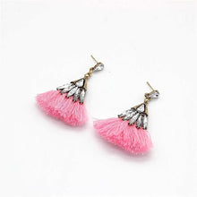 Pink Crystal Tassel Earrings