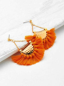 Flamenco Orange Tassel Earrings