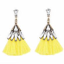 Yellow Crystal Tassel Earrings