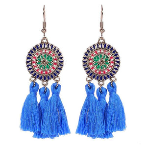 Blue Tassel Earrings