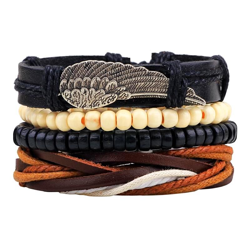 Angel wing leather bracelet sale