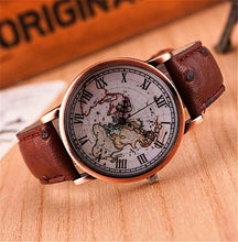 Old World Map Leather Watch