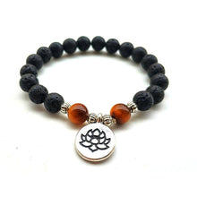 Lotus Flower Lava Rock Tiger Eye Bead Aromatherapy Bracelet