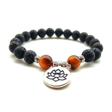 Lotus Flower Lava Rock Tiger Eye Bead Aromatherapy Bracelet