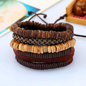 Coconut Bead Leather Bracelet