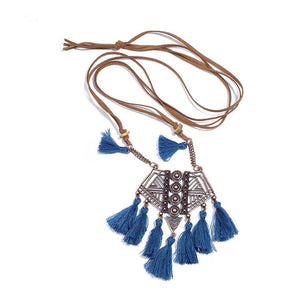 Blue Tassel Necklace