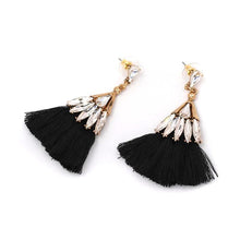 Black Crystal Tassel Earrings KEISELA
