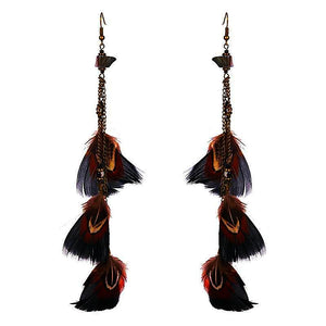 Cozumel Long Feather Earrings