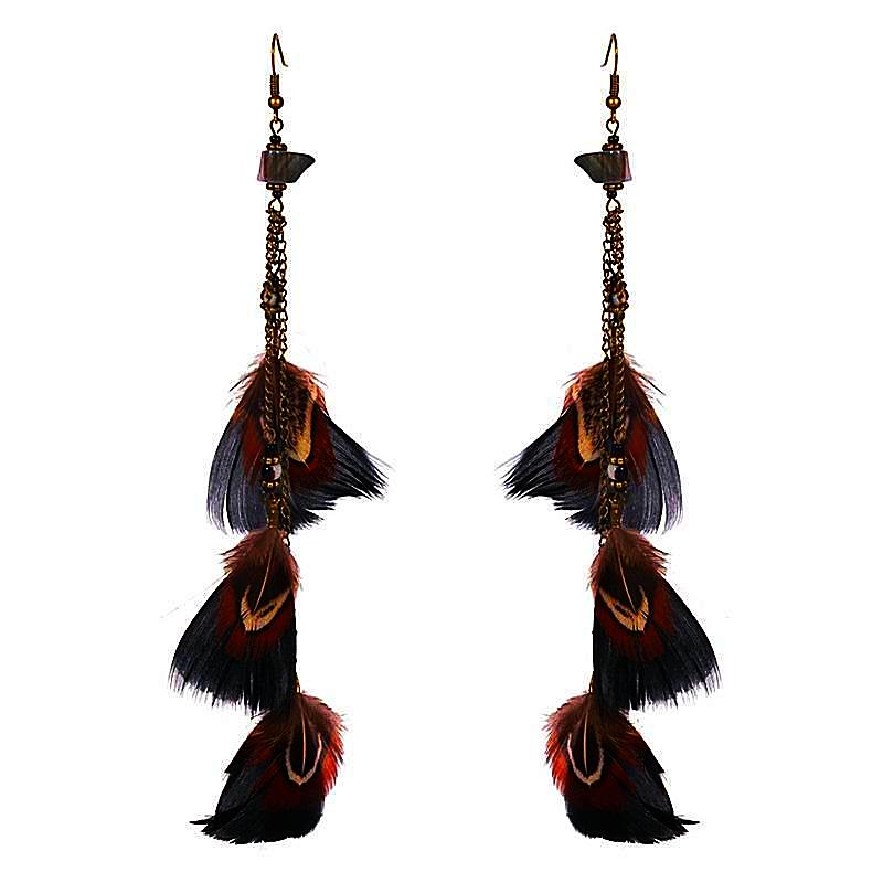 Cozumel Long Feather Earrings
