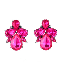 Magenta Crystal Stud Earrings