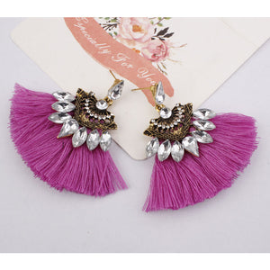 Orchid Crystal Tassel Earrings