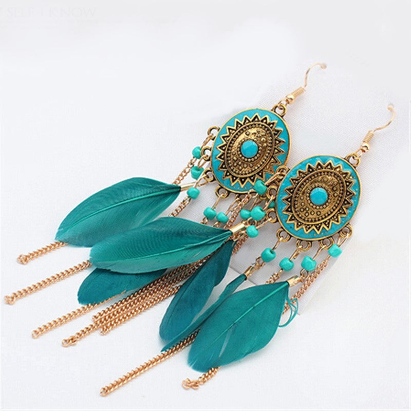 Bimini Turquoise Feather Earrings KEISELA