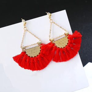 Flamenco Red Tassel Earrings