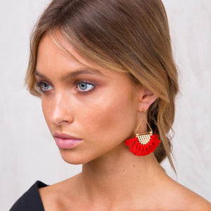 Flamenco Red Tassel Earrings