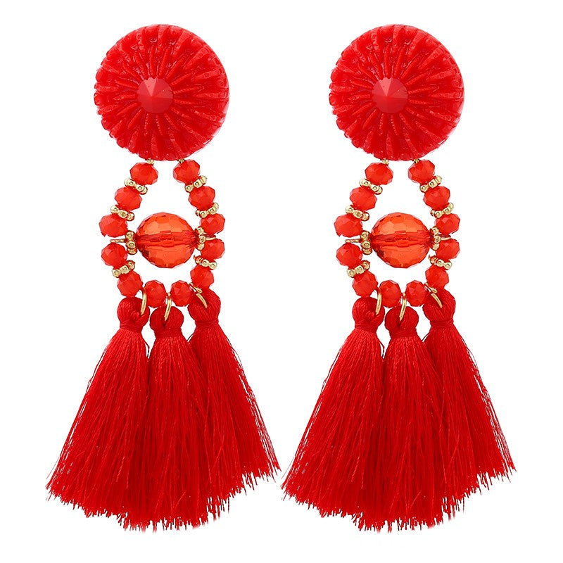 Venice Red Tassel Earrings KEISELA