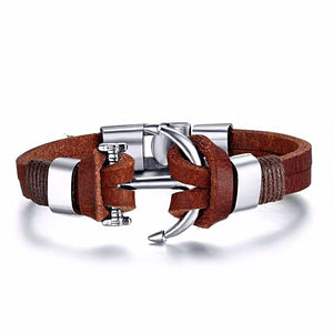 Nautical Anchor Leather Bracelet