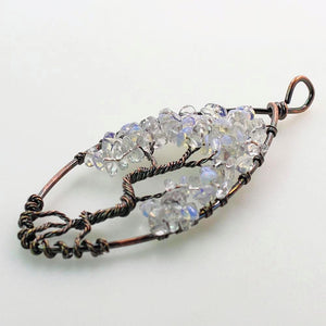 Opal Opalite Copper Tree of Life Healing Stone Pendant Necklace