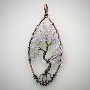 Opal Opalite Copper Tree of Life Healing Stone Pendant Necklace