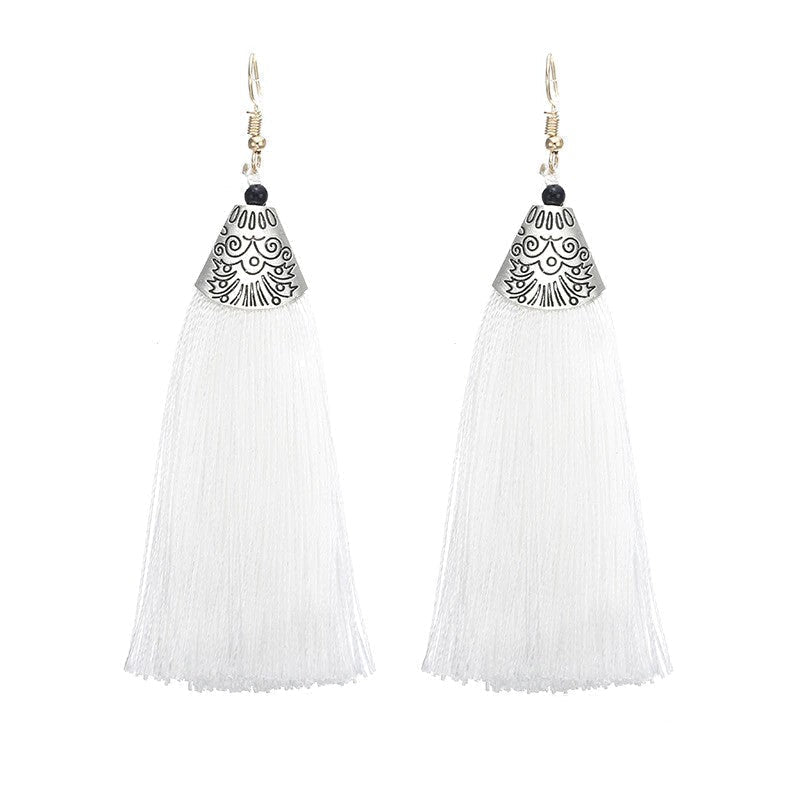 Nassau White Tassel Earrings KEISELA