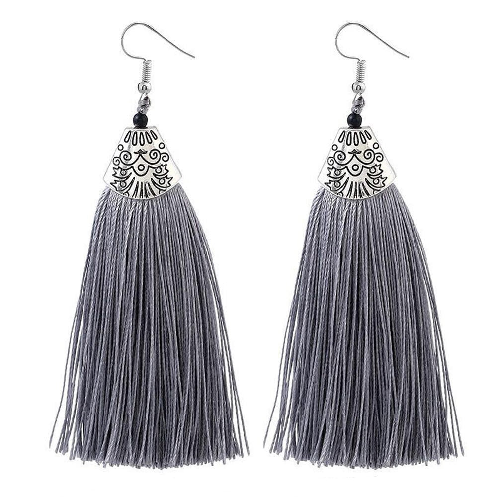 Nassau Gray Tassel Earrings KEISELA