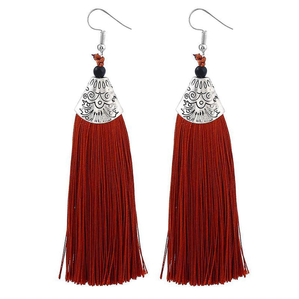 Nassau Dark Red Tassel Earrings KEISELA