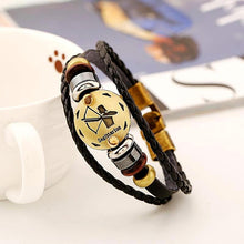 Celestial Hematite Zodiac Sign Leather Bracelet